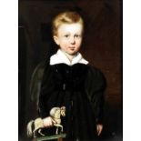 19th Century English School - Pair of watercolours and gouache on glass - Half length portrait of