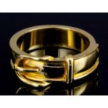 A modern Hermes 18ct gold buckle pattern ring (gross weight 5.9 grammes - ring size S 1/2),