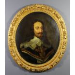 Follower of Sir Anthony Van Dyck (1599-1641) - Oil painting - Shoulder length portrait of Charles I,