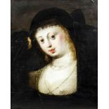 Dutch/Flemish School (17th Century) - Oil painting - Shoulder length portrait of a young woman