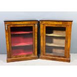 A Victorian walnut and gilt metal mounted dwarf display cabinet, inlaid with stringings and