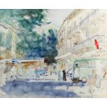 ***John Stanton Ward (1917-2007) - Pen and watercolour - French street scene, 12ins x 14.5ins,