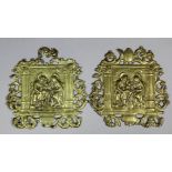 A pair of 16th/17th Century Low Countries cast brass plaques showing Saint Anne and Saint Mary and