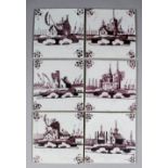 A quantity of Dutch Delft manganese tiles, various (Rotterdam - circa 1800)