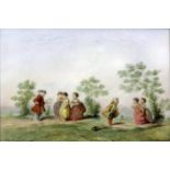 G.H. Giradot (19th Century) - Pair of oil paintings - Children in 18th Century dress at play in