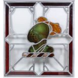 A Victorian stained and clear glass panel - "Helm" - 23.25ins x 21.25ins, (re-leaded) Provenance: