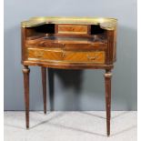 A modern Spanish ladies mahogany and gilt metal mounted desk of small proportions, and of shaped