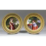 A pair of late 19th Century "Vienna" porcelain cabinet plates, each painted to the centre with a