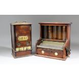 A late Victorian mahogany and brass cased Sovereign and Half Sovereign coin changing machine with