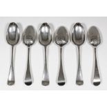 Six George III silver Hanoverian and shell back pattern table spoons by William Withers, London