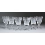A set of six late 20th Century glass wine goblets engraved after John Ward R.A. (1917-2007) with