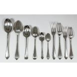 A George V silver rat-tail pattern part table service by Crichton Bros, mostly London 1928, with