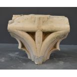 Minor Mullion Transom Head (Caen Stone 1428) with 1860's Caen Stone piecing repair and 1930's