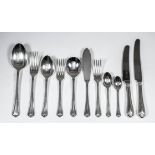 A modern plated table service by Arthur Price of England, with moulded handles and with shell and