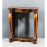 A Victorian rosewood serpentine fronted console table, on bold scroll front supports and