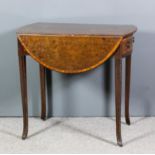 A late 19th/early 20th Century plum pudding mahogany oval Pembroke table inlaid with rosewood