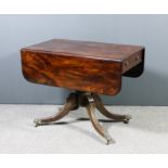 A George III mahogany Pembroke supper table with moulded edge to top and rounded corners, fitted one
