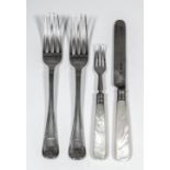 Eight silver Old English and thread pattern table forks (George III and Victorian, various dates and