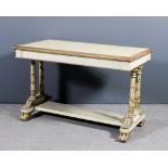 A Victorian lady's cream painted and gilt decorated rectangular dressing table, the cross banded top