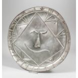 ARR Pablo Picasso (1881-1973) - Silver repousse plate - "Visage Geometrique", 13.75ins x 14ins (