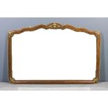 A modern French mahogany and gilt metal mounted rectangular wall mirror of Louis XV design with