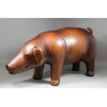 A leather Pig stool in the "Liberty's" manner, 36ins long x 13ins deep x 16.5ins high