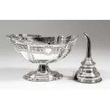 A George III silver wine funnel in three sections with bead mounts to rim, 4.75ins, possibly by