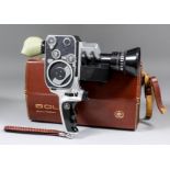 A Bolex "Zoom Reflex P3" 8mm cine movie camera, with rubber eye piece and case