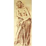 Colin Colahan (1897-1987) - Sanguine drawing - Full length study of a topless women, 30ins x 11.