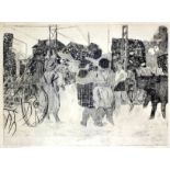 Anthony Gross (1905-1984) - Etching - "Village Encounter", (No. 1 of 50), 16ins x 21.5ins, column