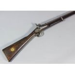 A .65 calibre Indian two band "Enfield" musket, the 31ins plain steel barrel bearing proof mark,