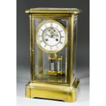 A late 19th Century French brass cased "Four glass" mantel clock by S. Marti No. 380 27, the 4.