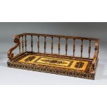 A Victorian rosewood and Tunbridge Ware rectangular bookstand with turned spindle gallery to back