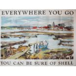 Paul Sheriff (20th Century) - Coloured lithograph - Shell Oil Poster - "Bosham" - "Everywhere You Go