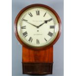 A good William IV mahogany chisel based drop dial wall clock by Vulliamy of London, No. 1011, the