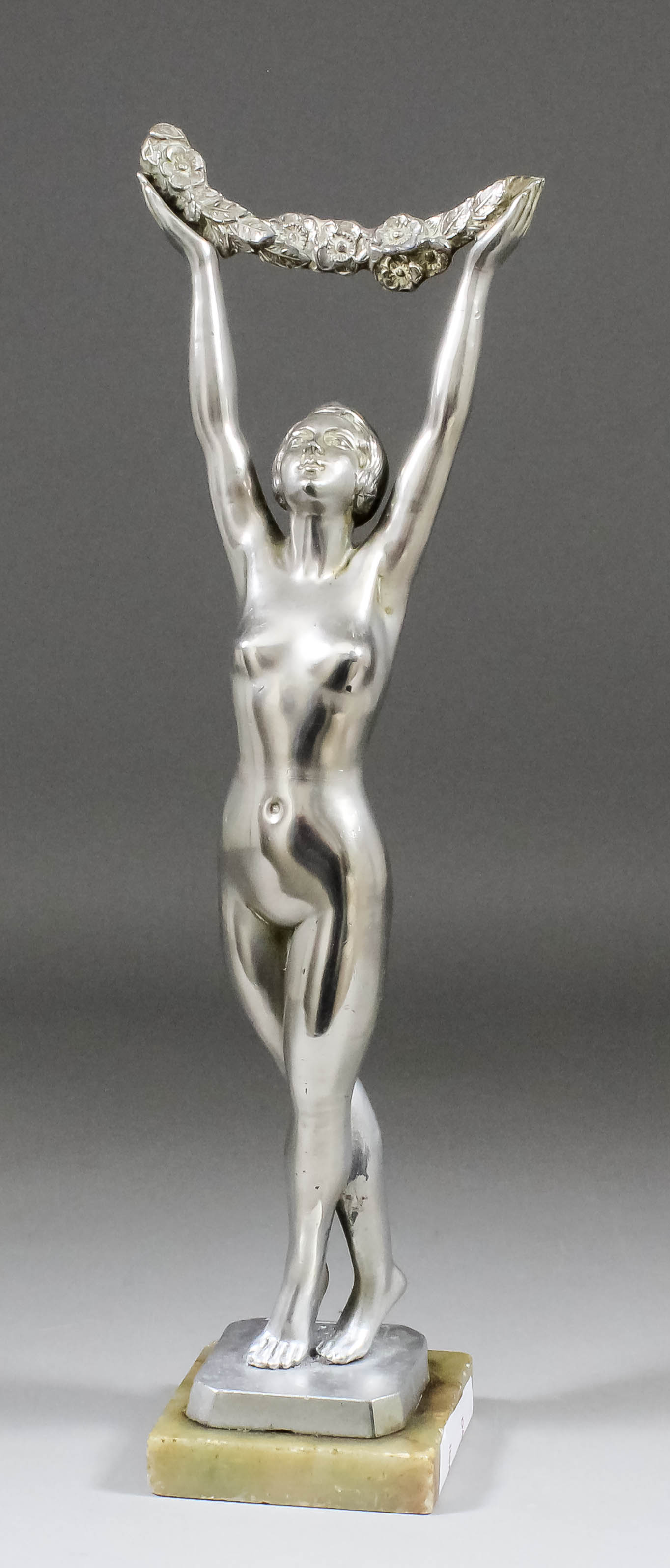 Manner of Jacques Limousin (19th/20th Century) - Chrome plated standing figure of a nude woman,