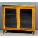 A 19th Century Continental fruitwood and ebonised table top display cabinet in the "Biedermeier"