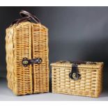 @Four modern wicket picnic basket, (to hold two bottles of champagne - complete with four