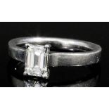 A modern platinum mounted diamond solitaire, the princess cut stone of approximately .50ct, (gross