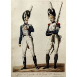 Debucourt and Others - Twelve coloured aquatints depicting French and other Officers in full dress
