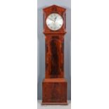 A mid-19th Century figured mahogany longcase clock by Lawrence of Southampton, the 13.25ins diameter