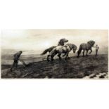 Herbert Thomas Dicksee (1862-1942) - Pair of etchings - "The Last Furrow" and "Against the Wind