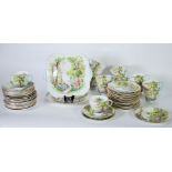 FIFTY TWO PIECE SHELLEY 'WOODLAND' PATTERN CHINA PART TEA SERVICE, comprising; FIFTEEN TEA CUPS,