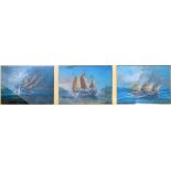 CHINESE SCHOOL (Nineteenth Century) GOUACHE DRAWINGS, A SUITE OF SIX  Chinese sailing craft off