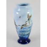 LARGE SYLVAC WARE 'MISTY MORN' POTTERY VASE, of footed ovoid form with lipped rim, printed and