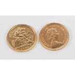 TWO ELIZABETH II HALF SOVEREIGNS, 1982