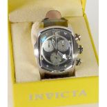 GENT'S INVICTA OVERSIZED STAINLESS STEEL CASED CHRONOGRAPH WRISTWATCH, swiss movement, with