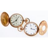 THOMAS RUSSELL & SON, LIVERPOOL, DEMI HUNTER POCKET WATCH, roman dial with seconds dial, gilt