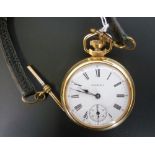 A GOLD PLATED CASED INGERSOLL GENTLEMANS KEYLESS OPEN FACE POCKET WATCH