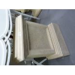 *A CREAM COLOURED FIBRE GLASS REPRODUCTION OF A GREEK CLASSICAL OBLONG PLINTH, WITH INSCRIPTION,